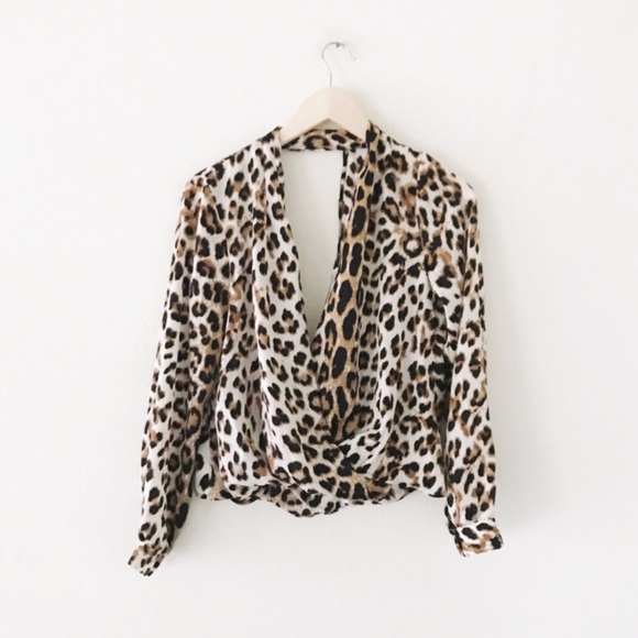 Lush Tops - lush | leopard wrap front open back top